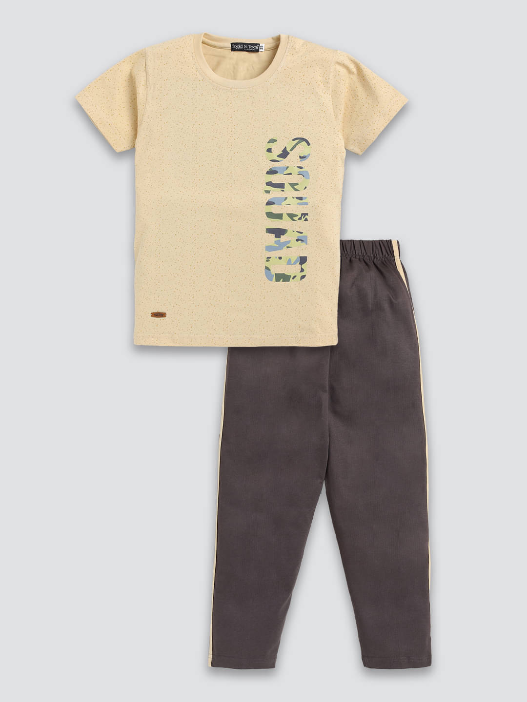 Todd N Teen Pack of 1 Boys Cotton T-Shirt & Trackpants Set ( Beige ) Todd N Teen Pack of 1 Boys Cotton T-Shirt & Trackpants Set ( Beige )