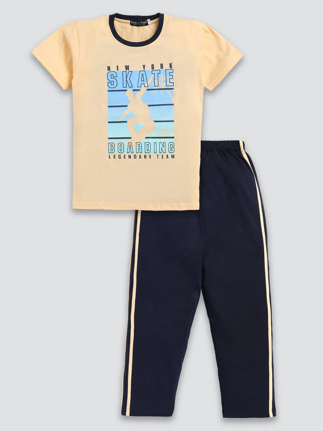     			Todd N Teen Pack of 1 Boys Cotton T-Shirt & Trackpants Set ( Beige )