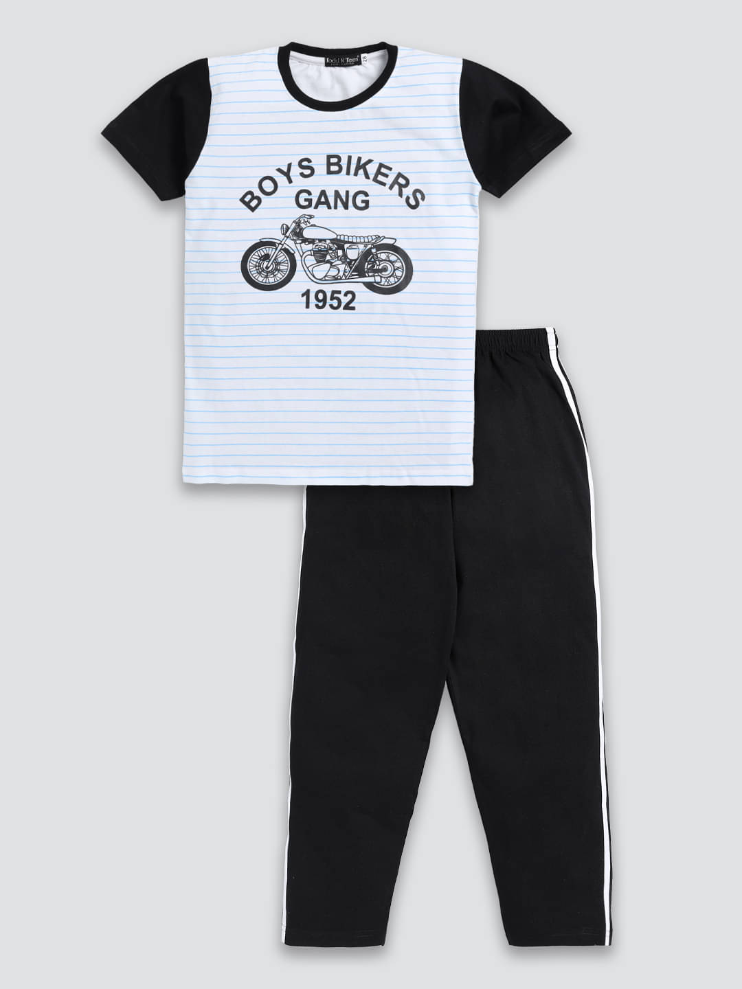 Todd N Teen Pack of 1 Boys Cotton T-Shirt & Trackpants Set ( Blue )     			Todd N Teen Pack of 1 Boys Cotton T-Shirt & Trackpants Set ( Blue )