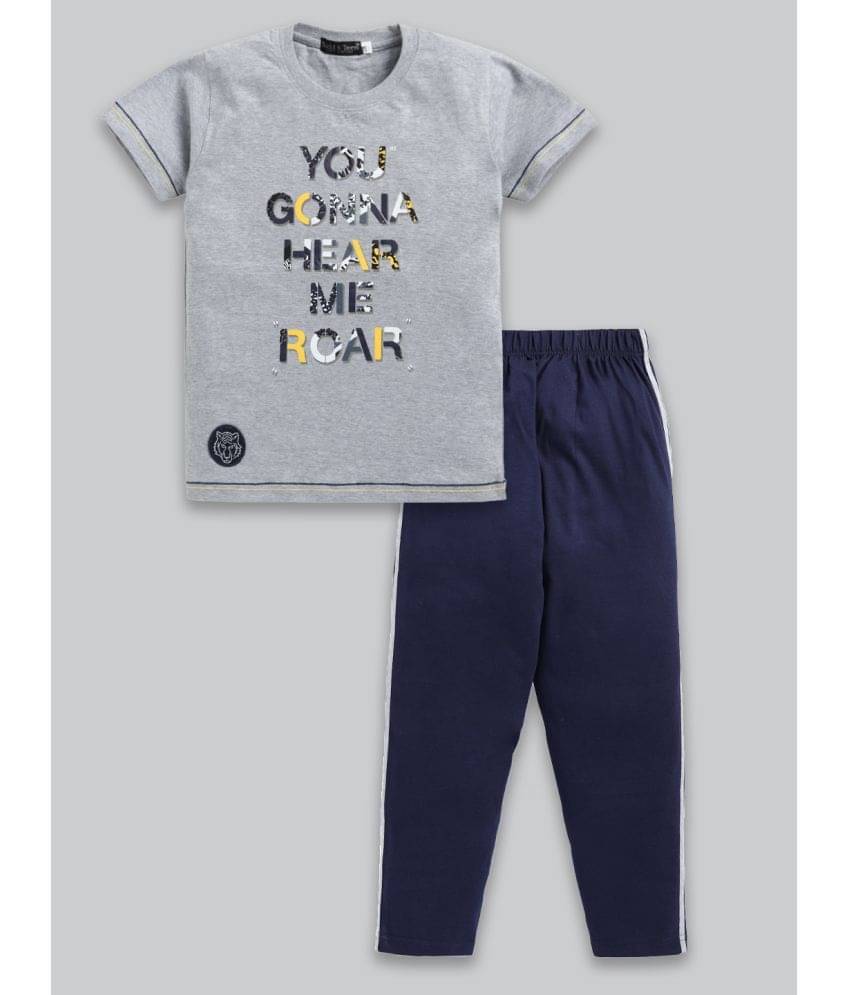 Todd N Teen Pack of 1 Boys Cotton T-Shirt & Trackpants Set ( Light Grey )     			Todd N Teen Pack of 1 Boys Cotton T-Shirt & Trackpants Set ( Light Grey )