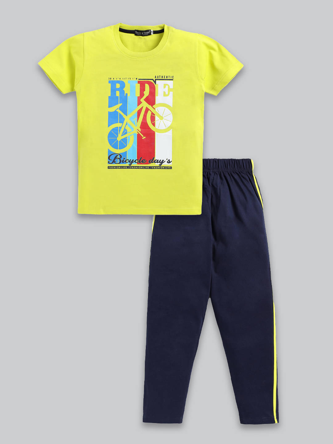 Todd N Teen Pack of 1 Boys Cotton T-Shirt & Trackpants Set ( Lime Green )     			Todd N Teen Pack of 1 Boys Cotton T-Shirt & Trackpants Set ( Lime Green )