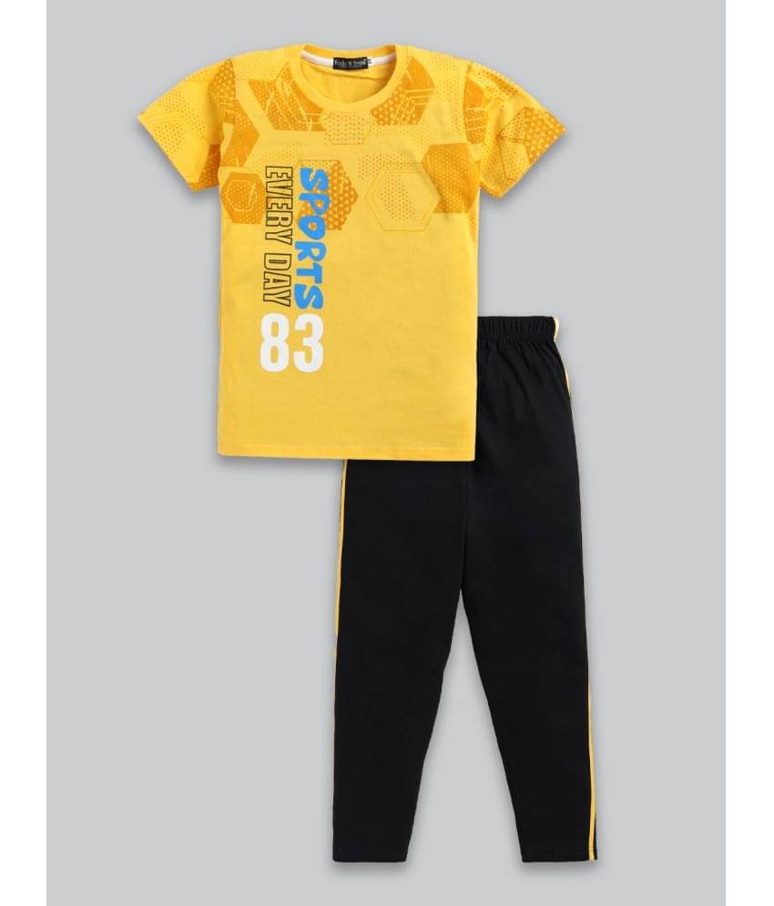    			Todd N Teen Pack of 1 Boys Cotton T-Shirt & Trackpants Set ( Yellow )