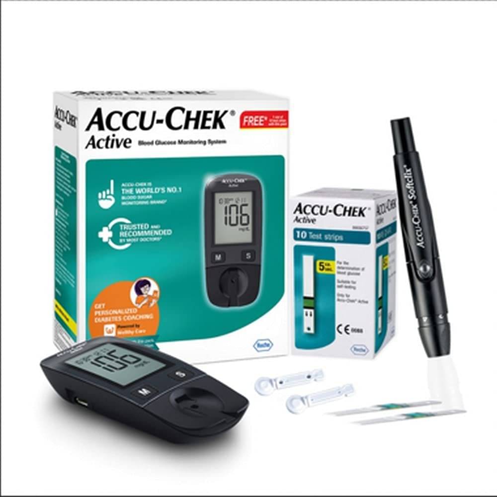 Accu-Chek Active Blood Glucose Monitor Kit With 10 Strips, 10 Lancets and a Lancing Device for Accurate Blood Sugar Testing Accu-Chek Active Blood Glucose Monitor Kit With 10 Strips, 10 Lancets and a Lancing Device for Accurate Blood Sugar Testing