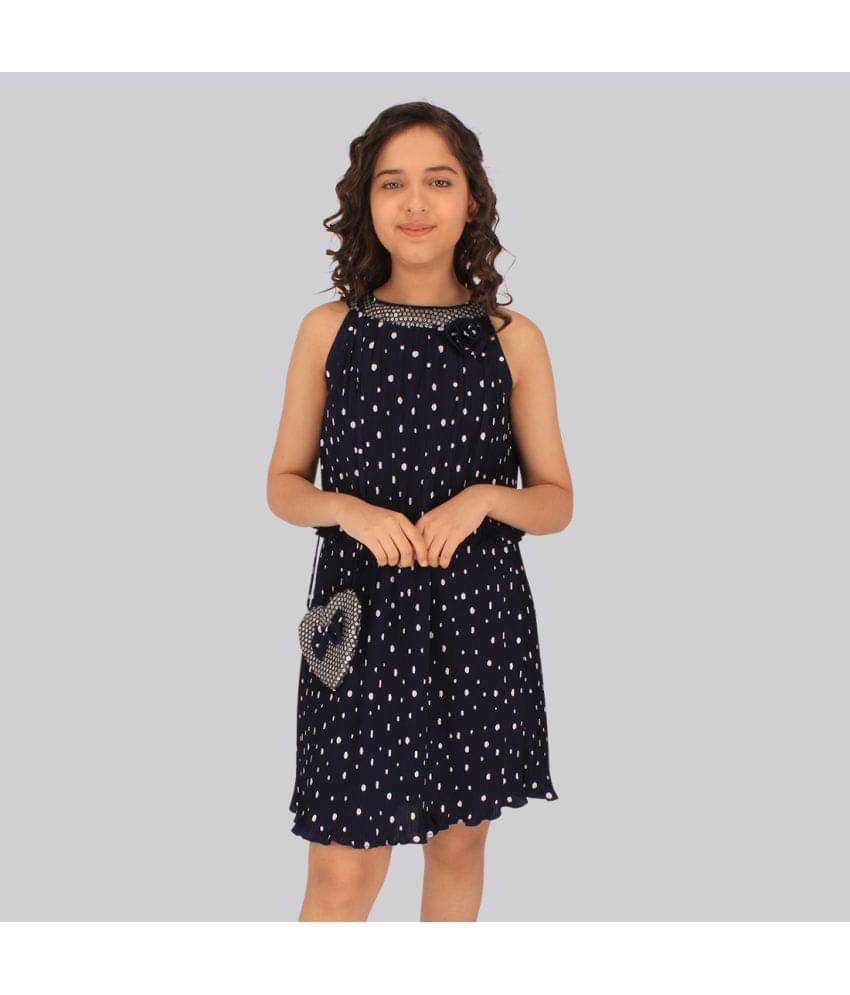     			Cutecumber Georgette Shift Dress For Girls ( Pack of 1 , Navy )