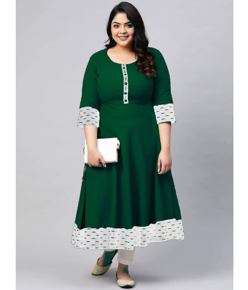 Estela - Green Cotton Blend Women's Flared Kurti ( Pack of 1 ) - Kurtis, Tunics | Buy online on ZillyBuy