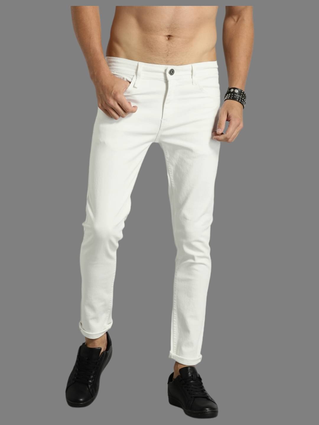 HALOGEN - White Denim Skinny Fit Men's Jeans ( Pack of 1 ) HALOGEN - White Denim Skinny Fit Men's Jeans ( Pack of 1 )