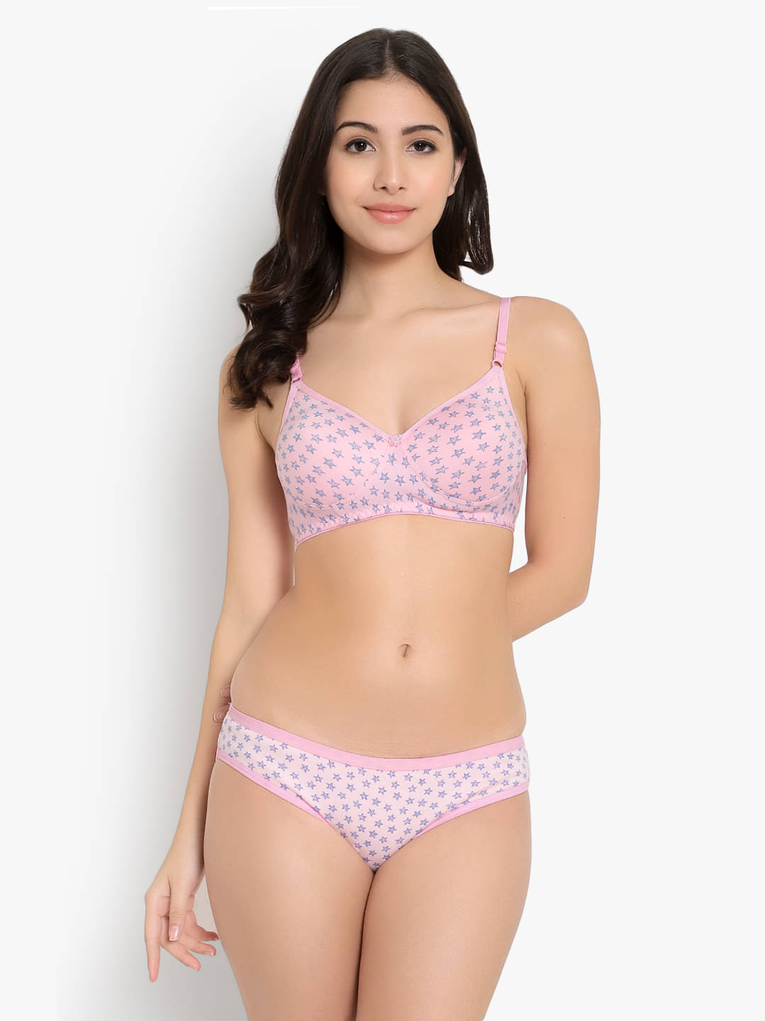     			KYODO Cotton Blend Women's Bra & Panty Set ( Pink ) Molded Cups