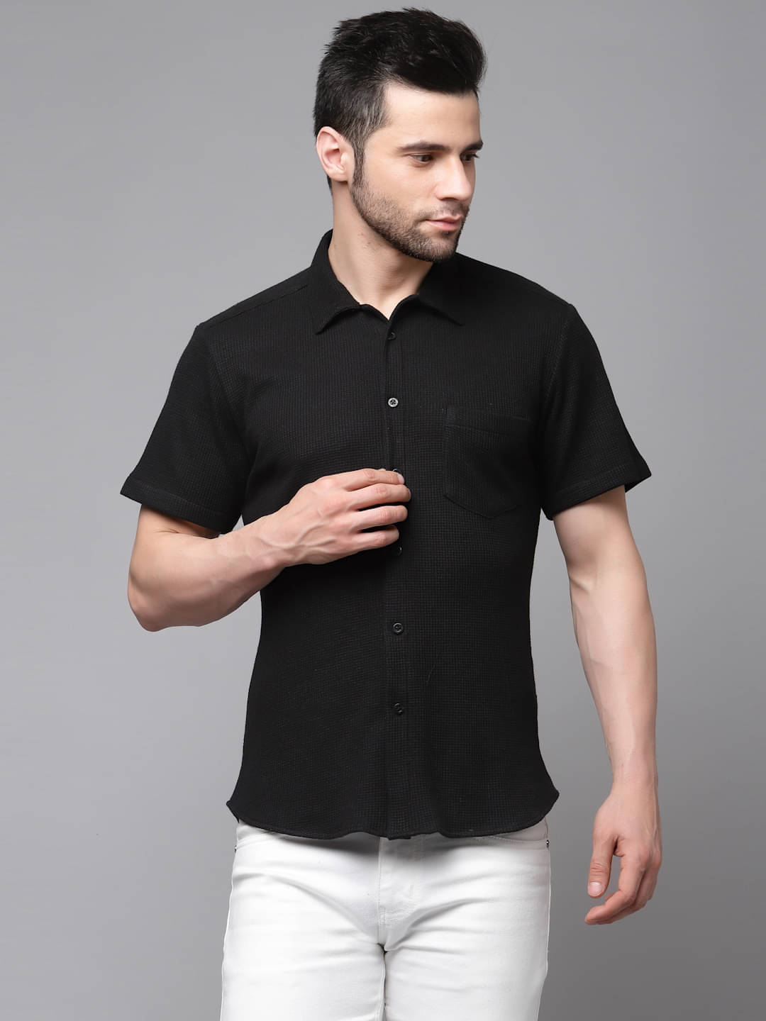 Rigo - Black Cotton Blend Slim Fit Men's Casual Shirt ( Pack of 1 ) Rigo - Black Cotton Blend Slim Fit Men's Casual Shirt ( Pack of 1 )