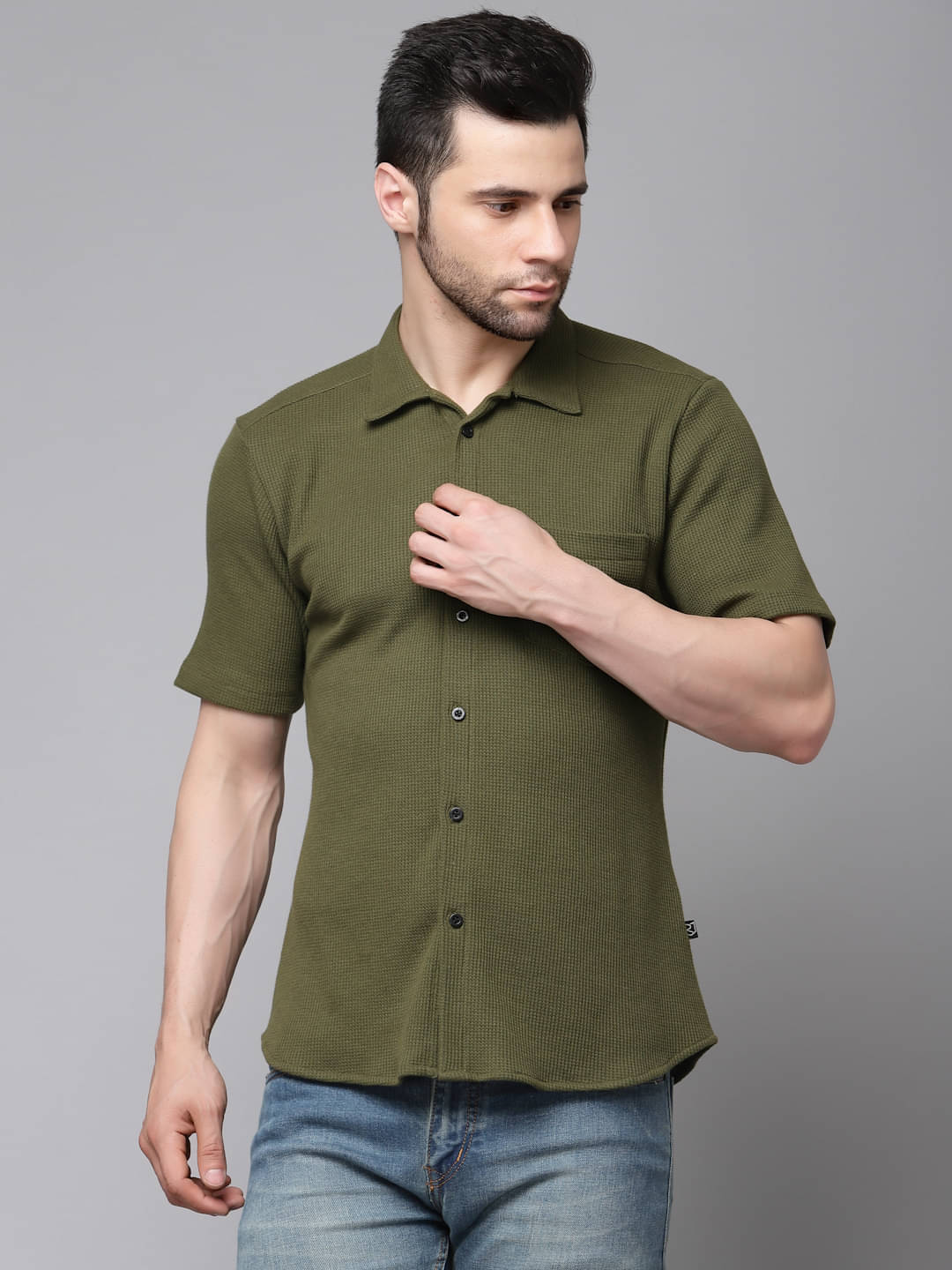 Rigo - Green Cotton Blend Slim Fit Men's Casual Shirt ( Pack of 1 )     			Rigo - Green Cotton Blend Slim Fit Men's Casual Shirt ( Pack of 1 )