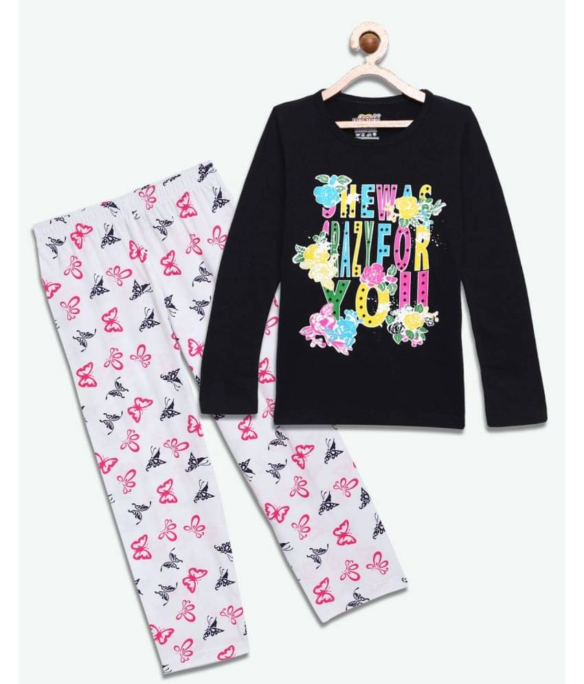     			Sini Mini Pack of 1 Girls Cotton Top With Pants ( Black )