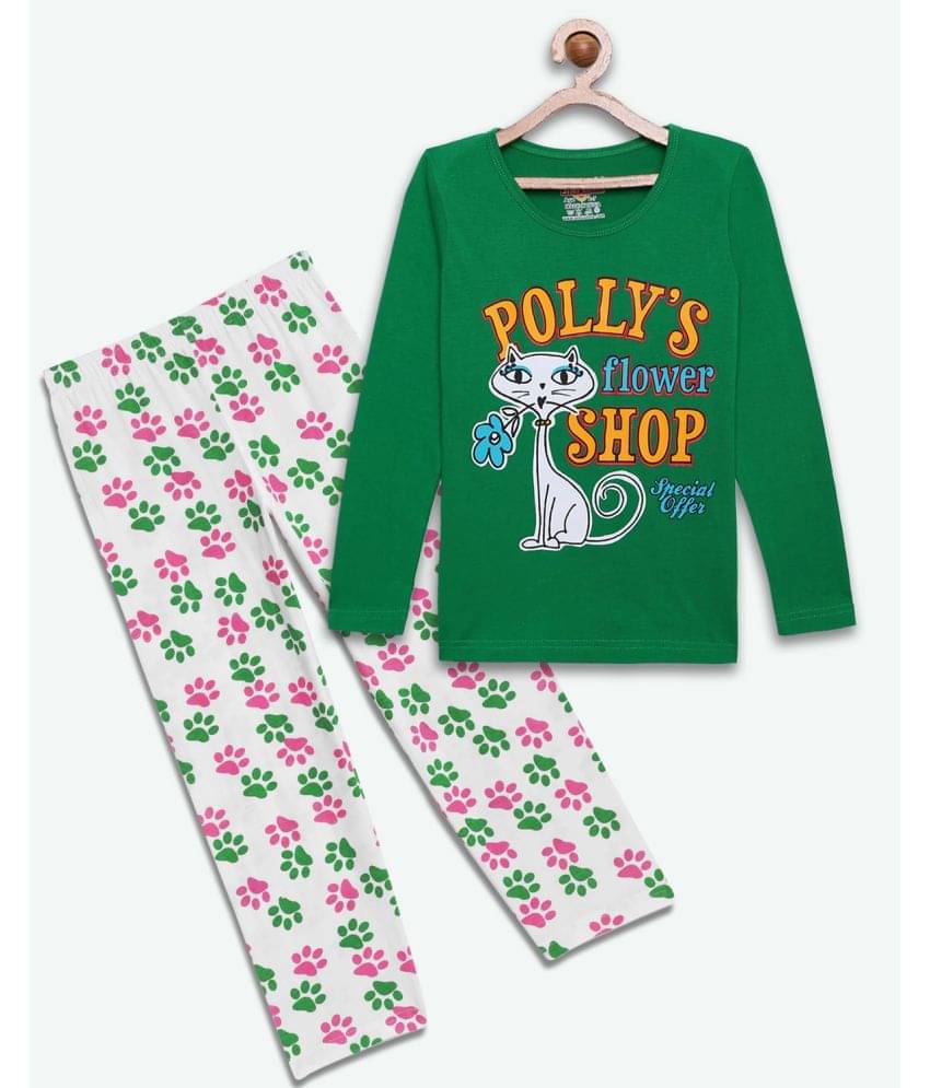     			Sini Mini Pack of 1 Girls Cotton Top With Pants ( Dark Green )