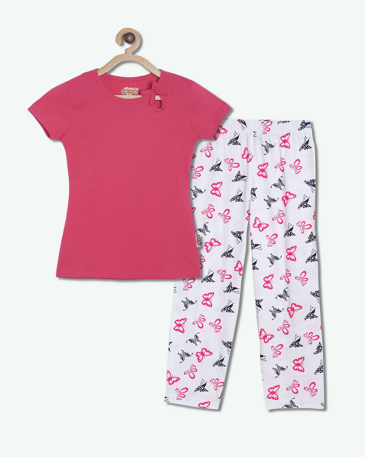     			Sini Mini Pack of 1 Girls Cotton Top With Pajama ( Light Pink )
