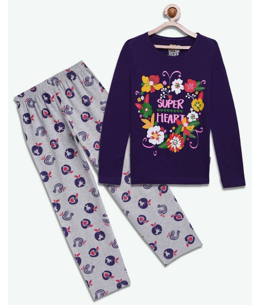     			Sini Mini Pack of 1 Girls Cotton Top With Pants ( Navy )