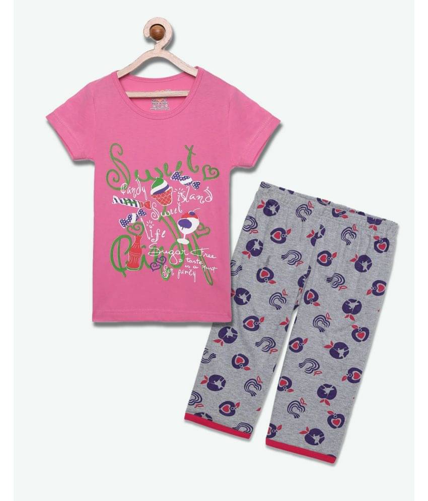     			Sini Mini Pack of 1 Girls Cotton Top With Pants ( Pink )
