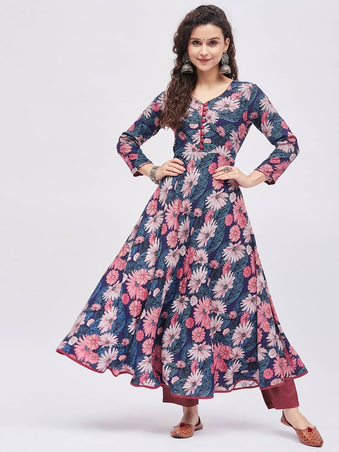 Tissu - Blue Rayon Women's Flared Kurti ( Pack of 1 ) - Kurtis, Tunics | Buy online on ZillyBuy
