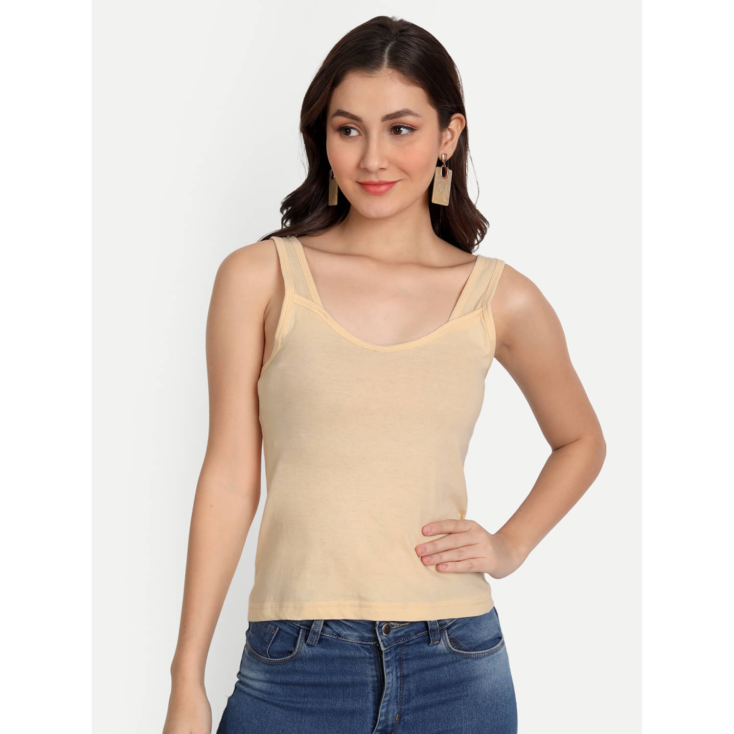 AIMLY Cotton Camisoles - Beige Single AIMLY Cotton Camisoles - Beige Single