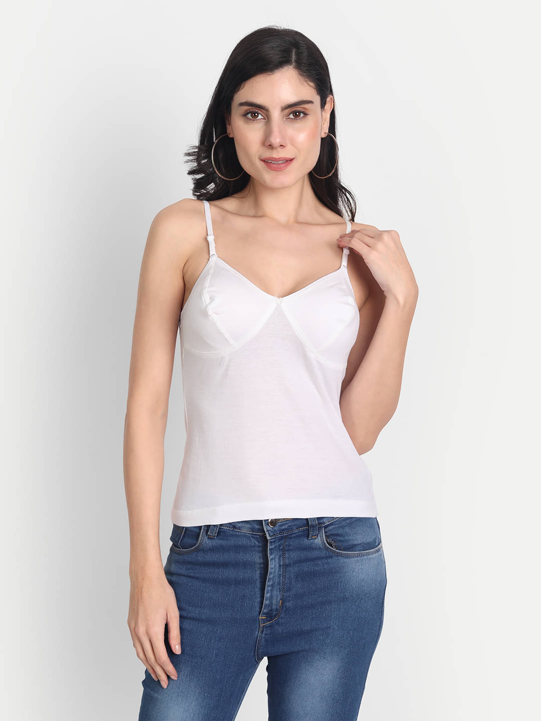     			AIMLY Cotton Camisoles - White Single