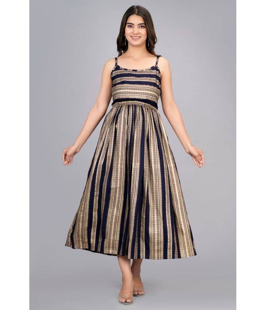 Aurelisa - Blue Rayon Women's Fit & Flare Dress ( Pack of 1 )