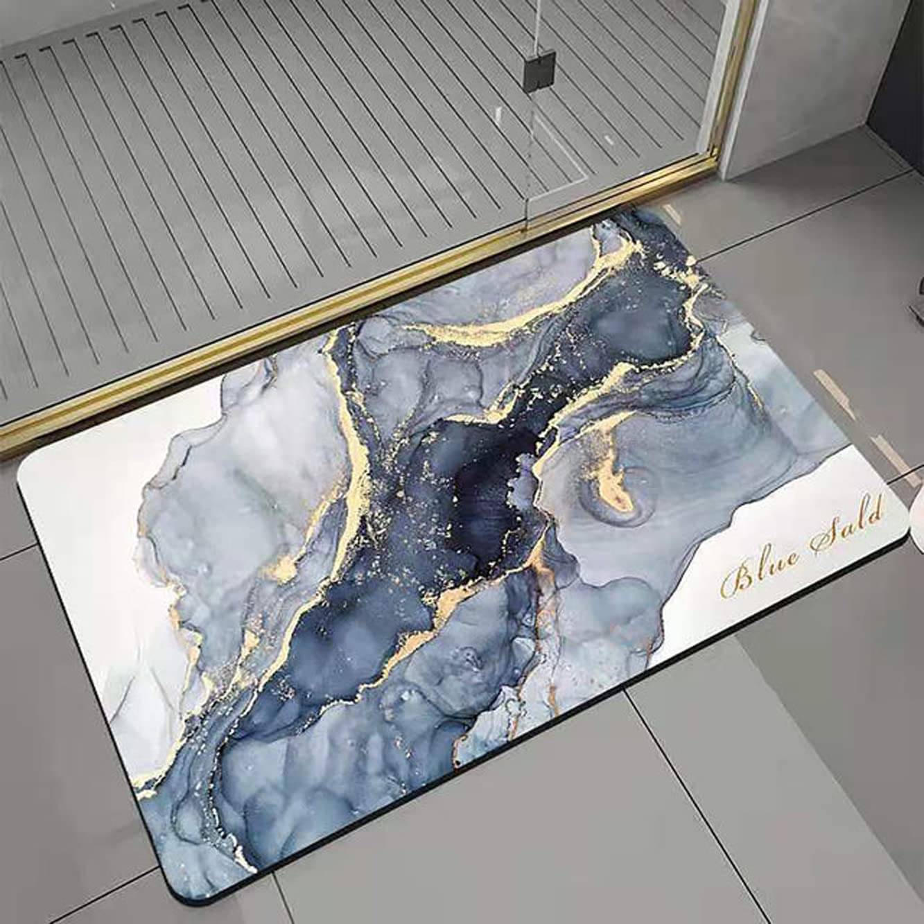     			GEEO Pack of 1 40x60 Bath Mat Blue