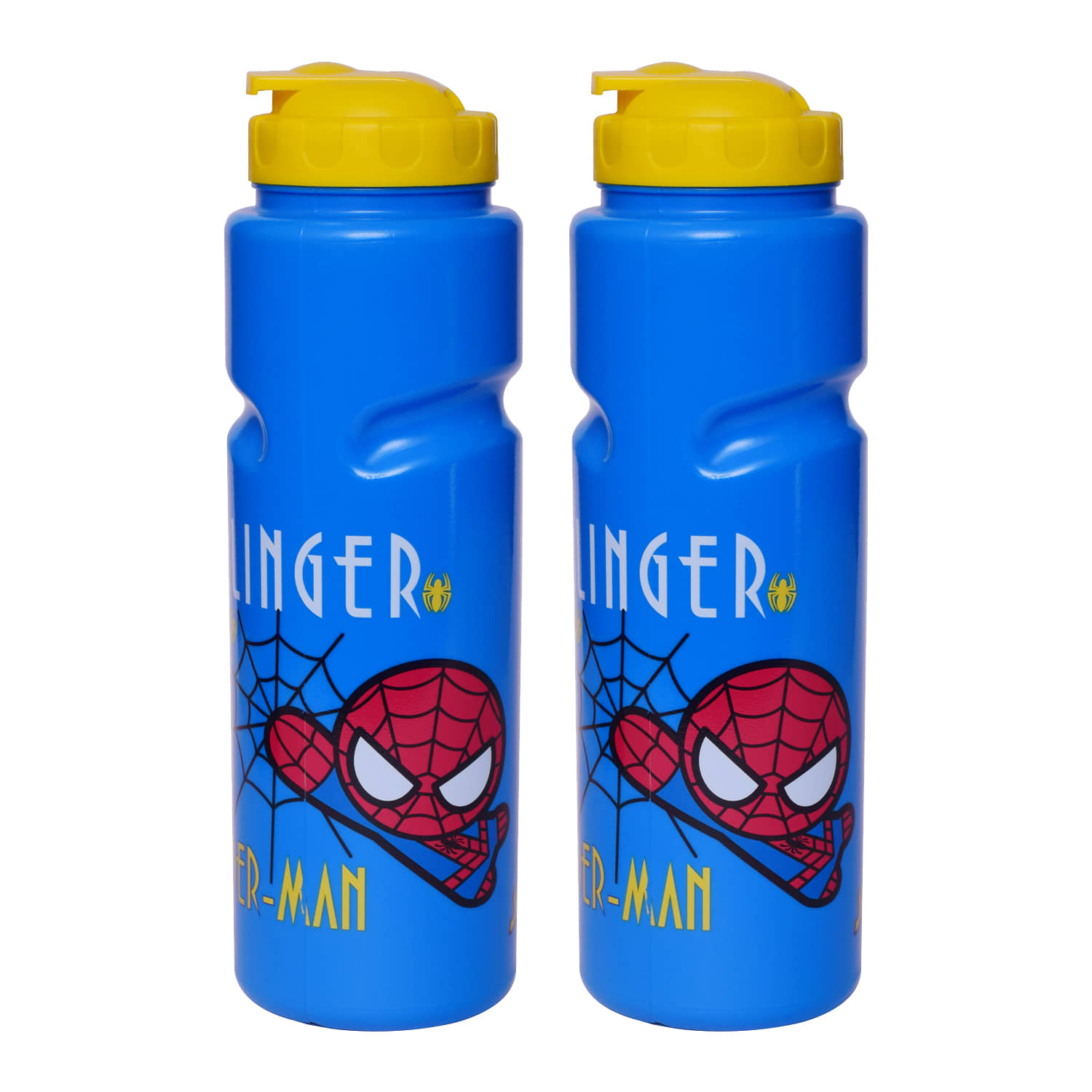 Gluman Disney Spiderman Cartoon Character Printed Plastic Spout Water Bottle for Boys I Leak Proof, 100% Food Grade| BPA Free | Recyclable/Reusable | Spout Lid 700ml (Pack of 2)