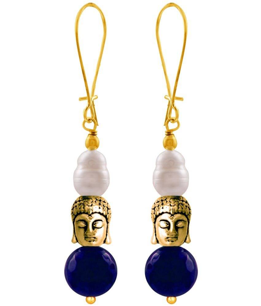     			JFL - Jewellery For Less - Navy Blue Drop Earrings ( Pack of 1 )