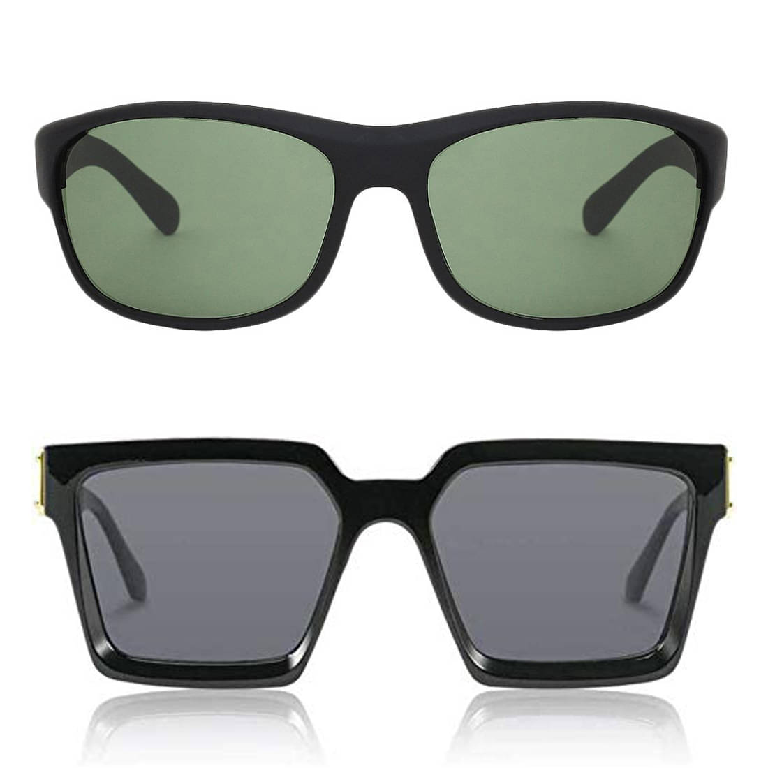 Kanny Devis - Black Rectangular Sunglasses ( Pack of 2 ) Kanny Devis - Black Rectangular Sunglasses ( Pack of 2 )