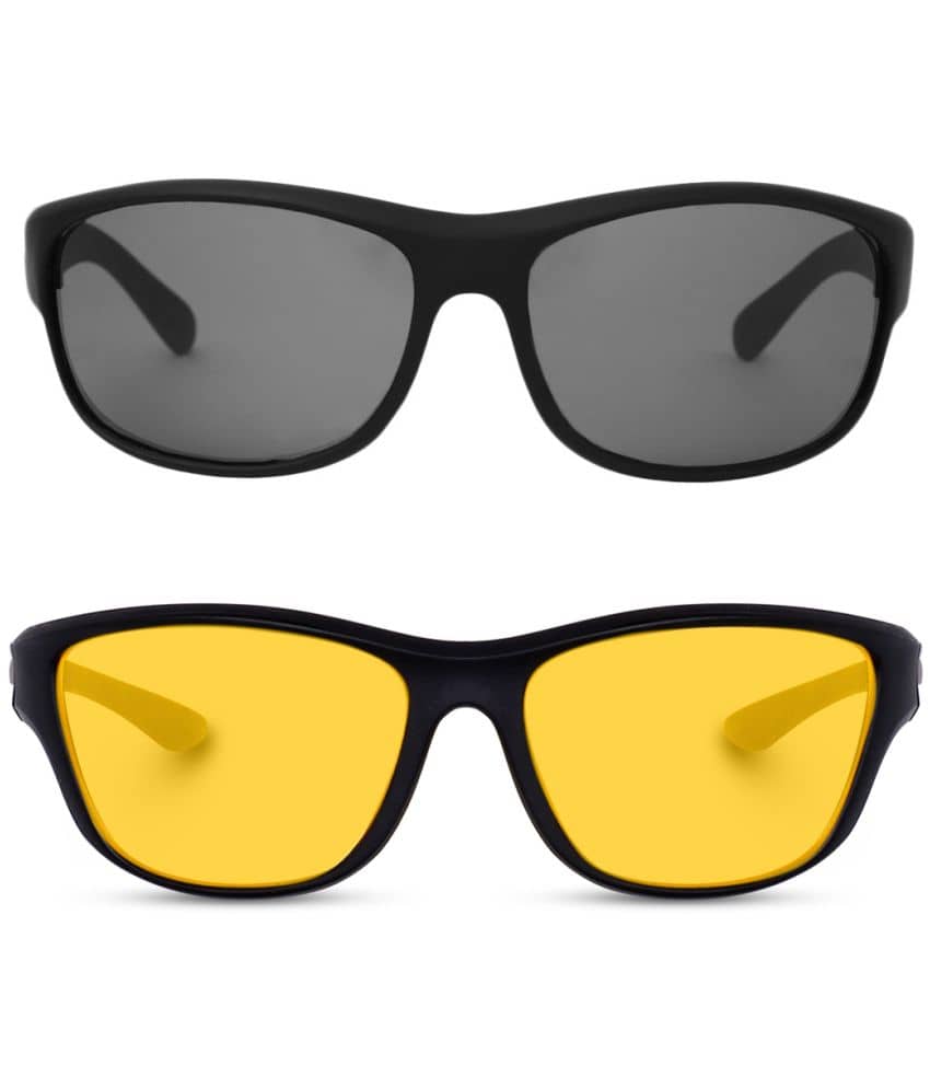 Kanny Devis - Black Wrap Around Sunglasses ( Pack of 2 ) - Sunglasses | Buy online on ZillyBuy