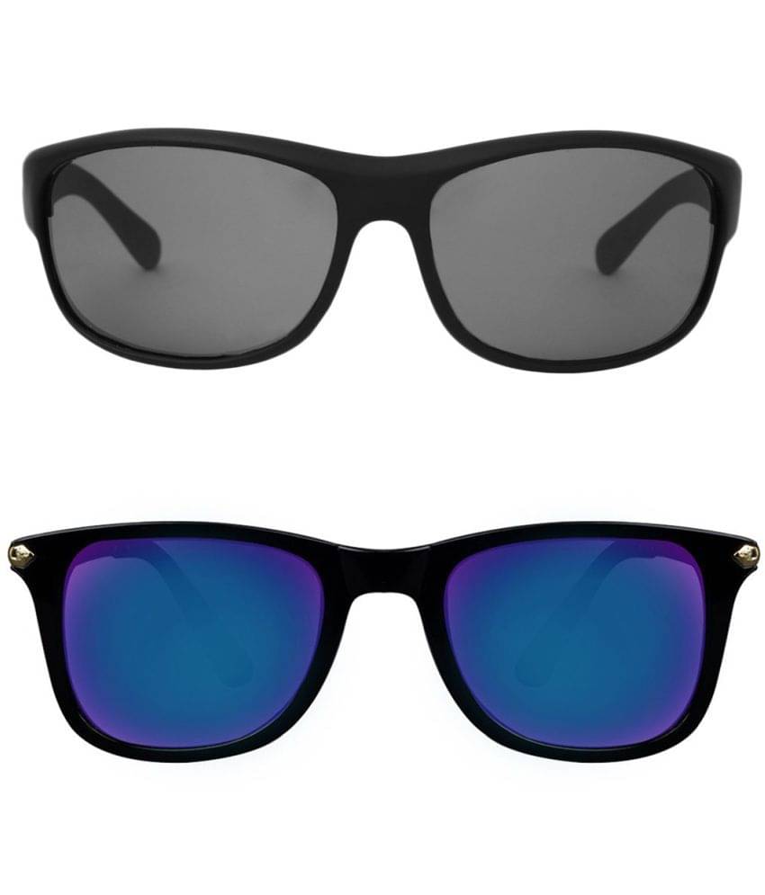 Kanny Devis - Black Wrap Around Sunglasses ( Pack of 2 ) Kanny Devis - Black Wrap Around Sunglasses ( Pack of 2 )