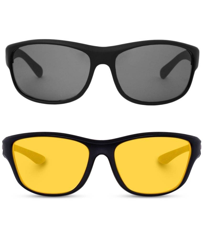 Kanny Devis - Black Wrap Around Sunglasses ( Pack of 2 )     			Kanny Devis - Black Wrap Around Sunglasses ( Pack of 2 )