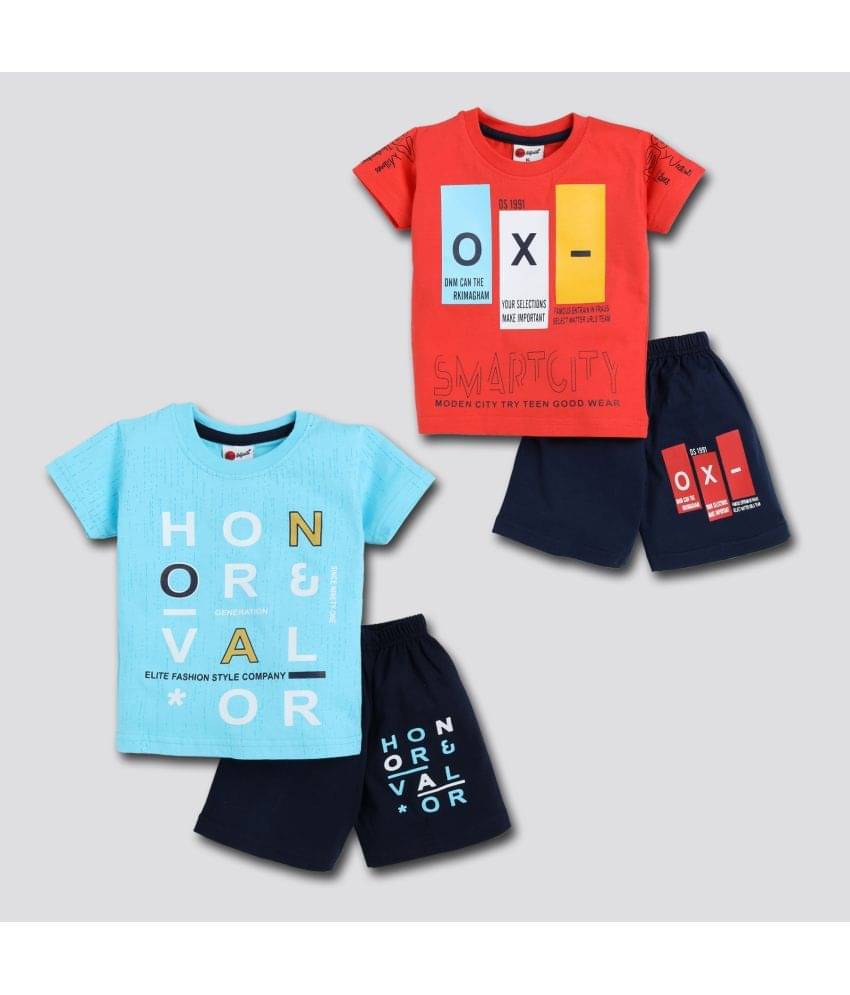     			Mars Infiniti Pack of 2 Baby Boys Cotton T-Shirt & Shorts ( Blue )