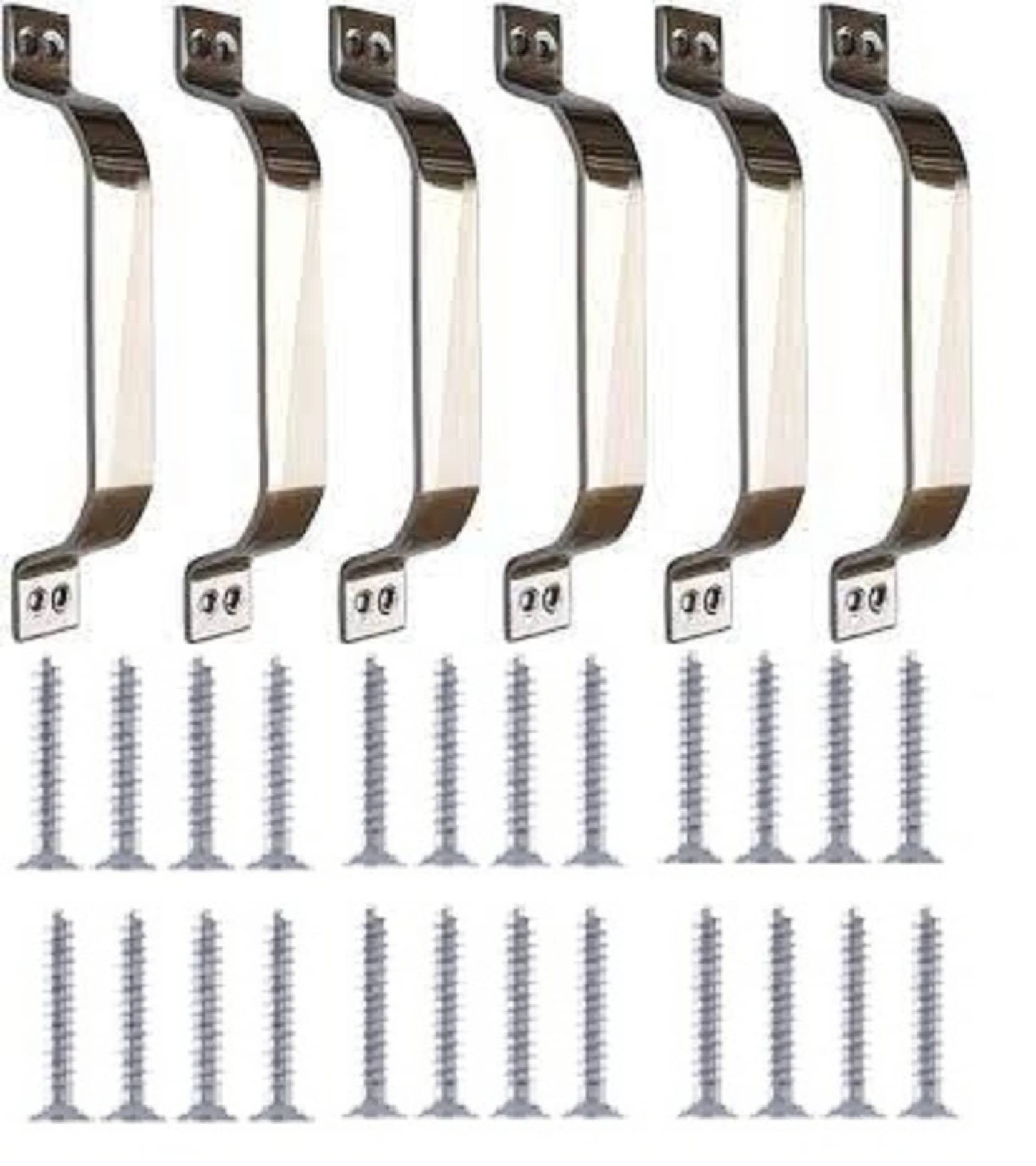 ONJECX Stainless Steel 6 Inches Handle for Home & Kitchen Doors/Cabinet/Window Handles - Hox (Pack of 6 Pcs) SS016H