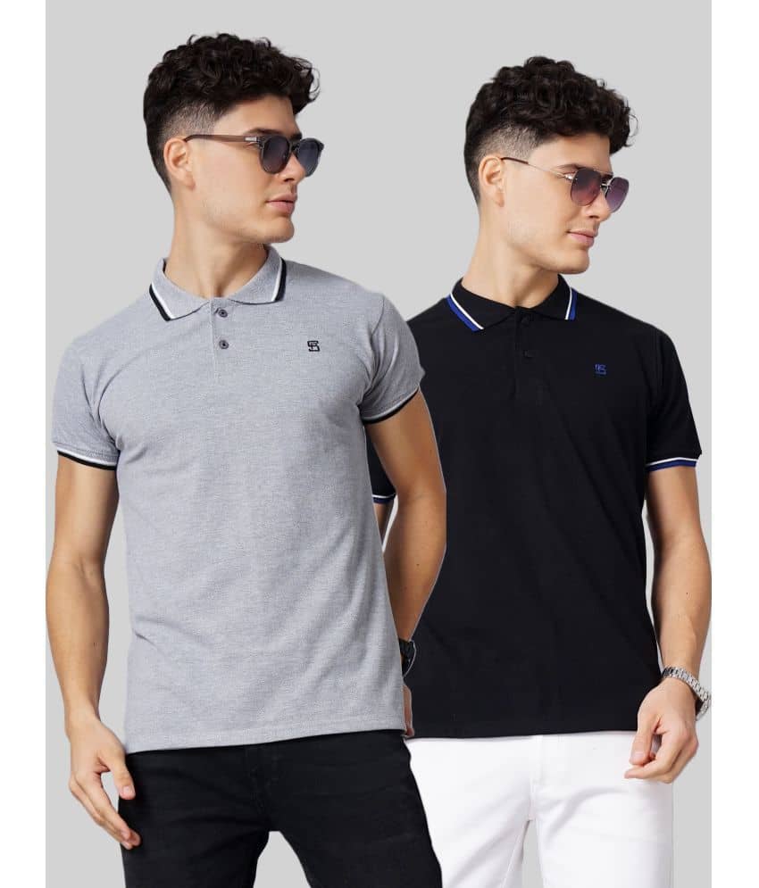 Paul Street Pack of 2 Cotton Slim Fit Solid Half Sleeves Men's Polo T Shirt ( Multicolor )