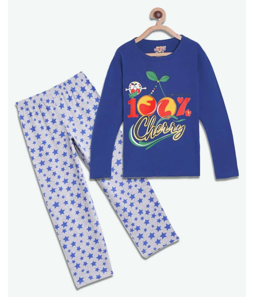 Sini Mini Pack of 1 Girls Cotton Top With Pants ( Blue )