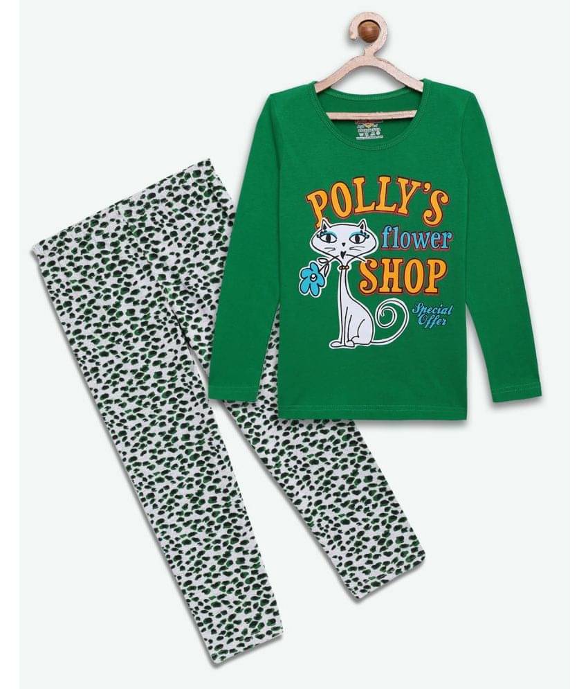     			Sini Mini Pack of 1 Girls Cotton Top With Pants ( Green )