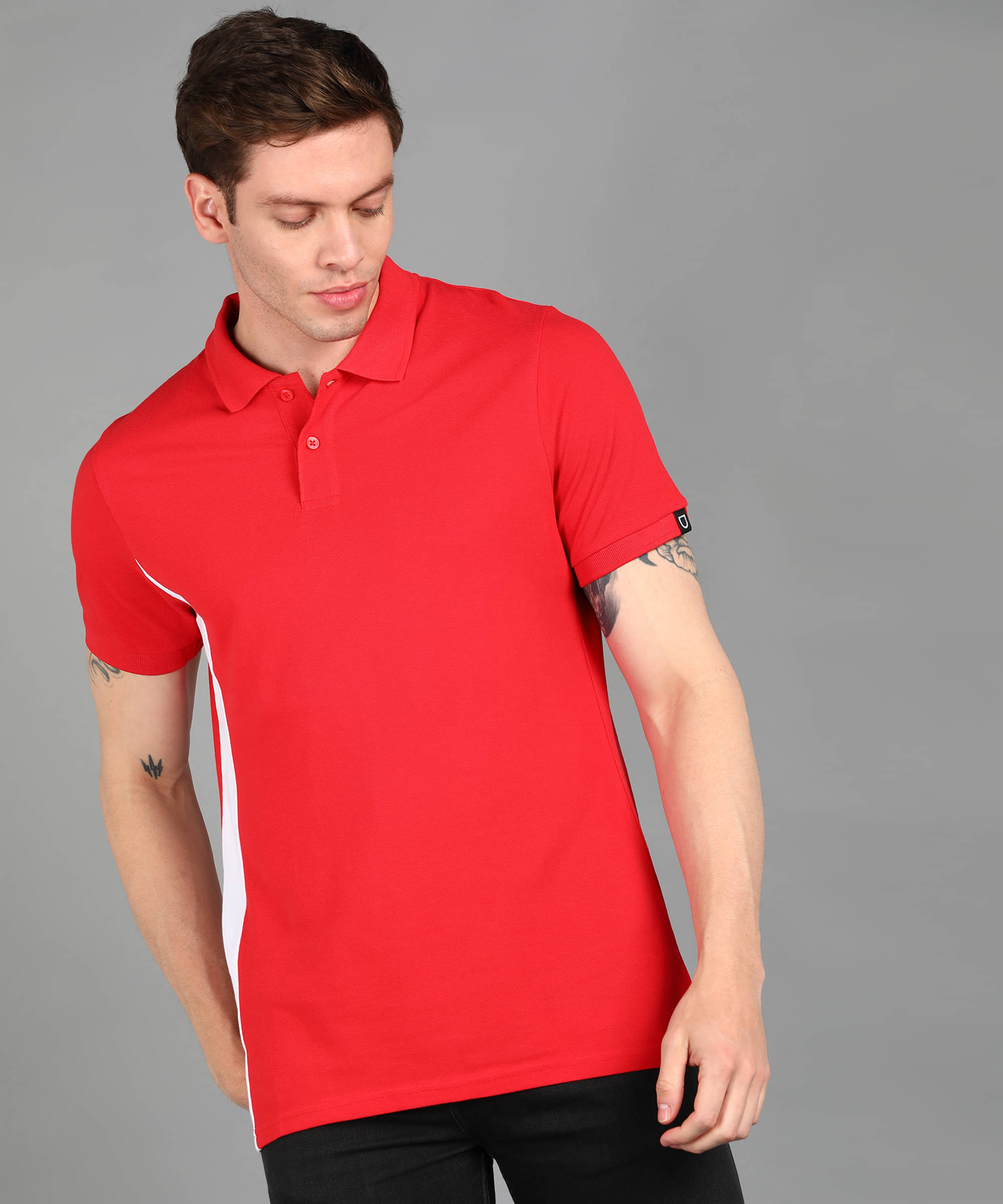     			Urbano Fashion Pack of 1 Cotton Slim Fit Solid Half Sleeves Men's Polo T Shirt ( Red )