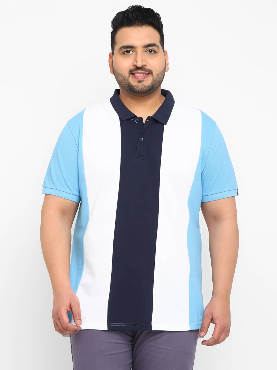     			Urbano Plus Pack of 1 Cotton Regular Fit Colorblock Half Sleeves Men's Polo T Shirt ( White )