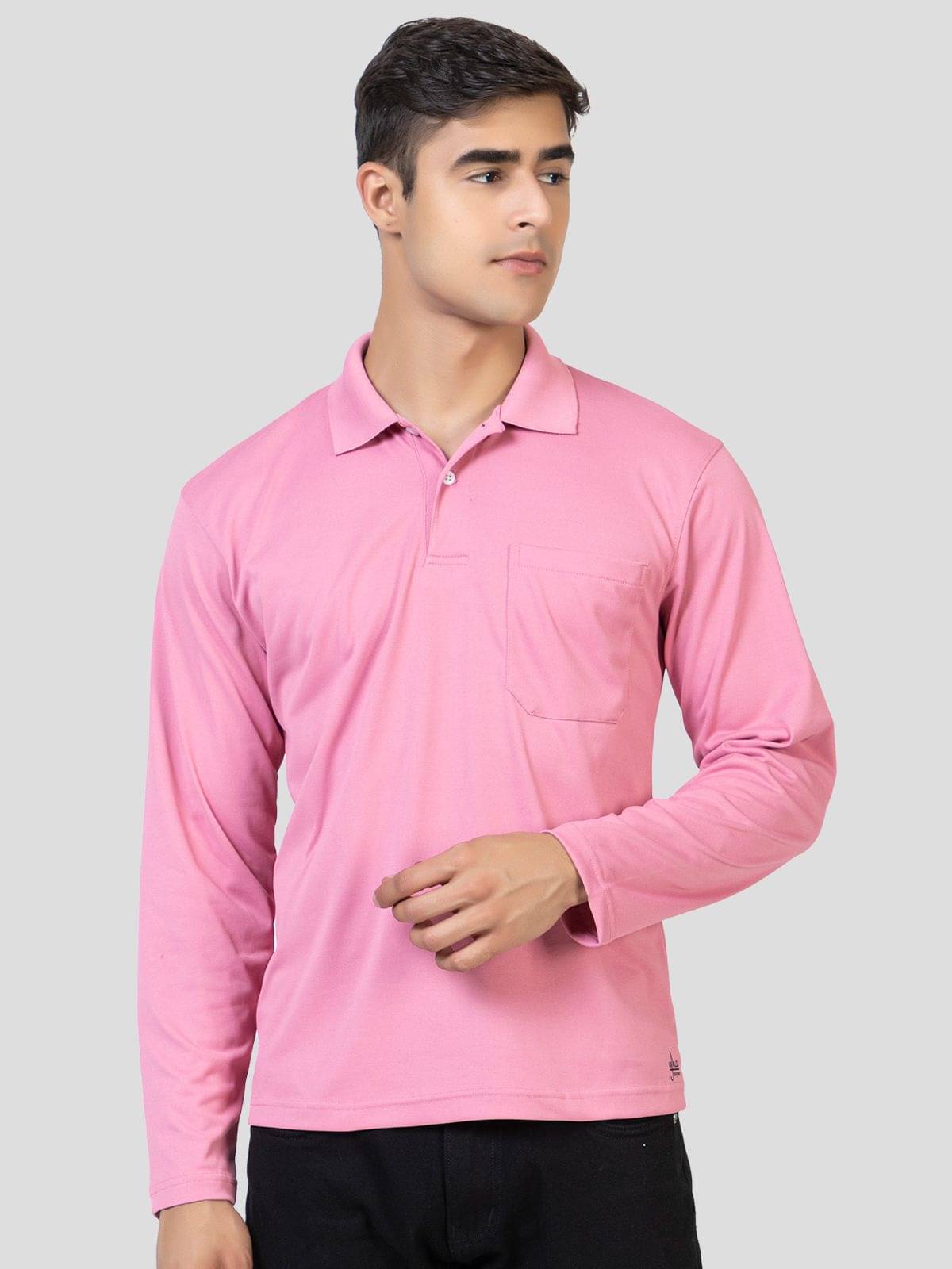 YHA Pack of 1 Cotton Blend Regular Fit Solid Full Sleeves Men's Polo T Shirt ( Pink ) YHA Pack of 1 Cotton Blend Regular Fit Solid Full Sleeves Men's Polo T Shirt ( Pink )