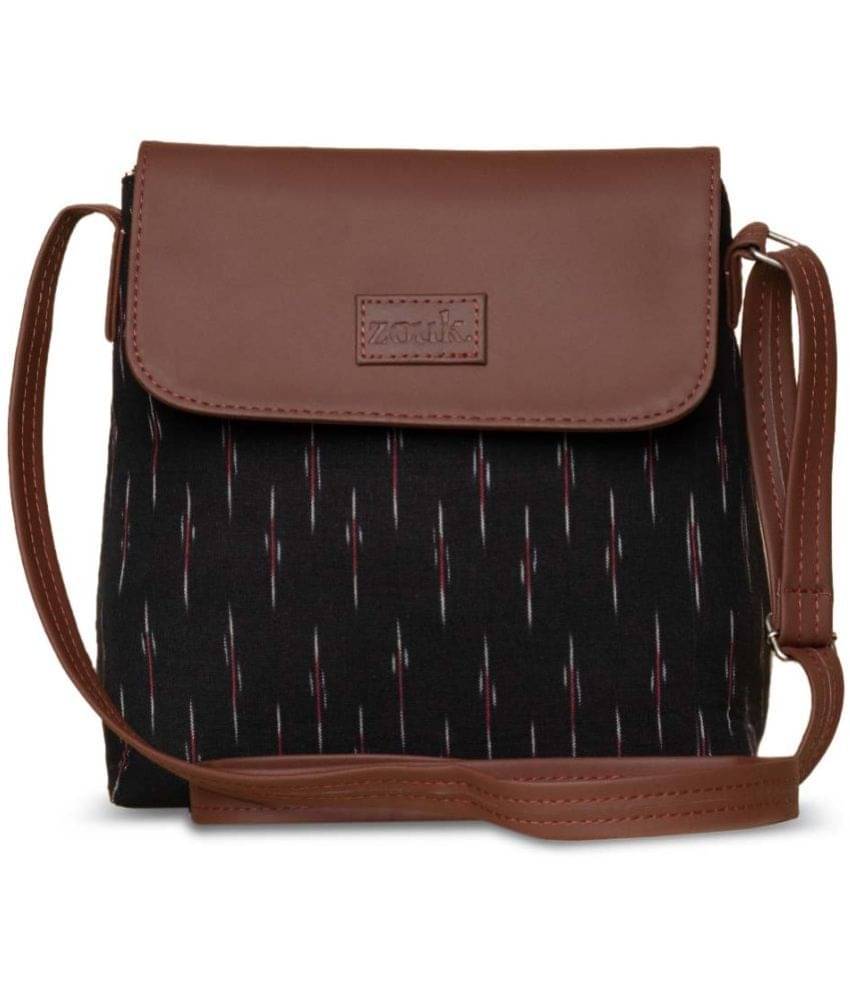     			Zouk Sling Bag Jute Set of 1 ( Black )