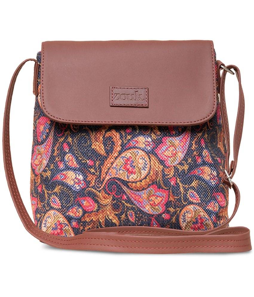     			Zouk Sling Bag Jute Set of 1 ( Pink )