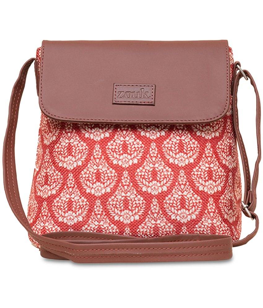    			Zouk Sling Bag Jute Set of 1 ( Red )