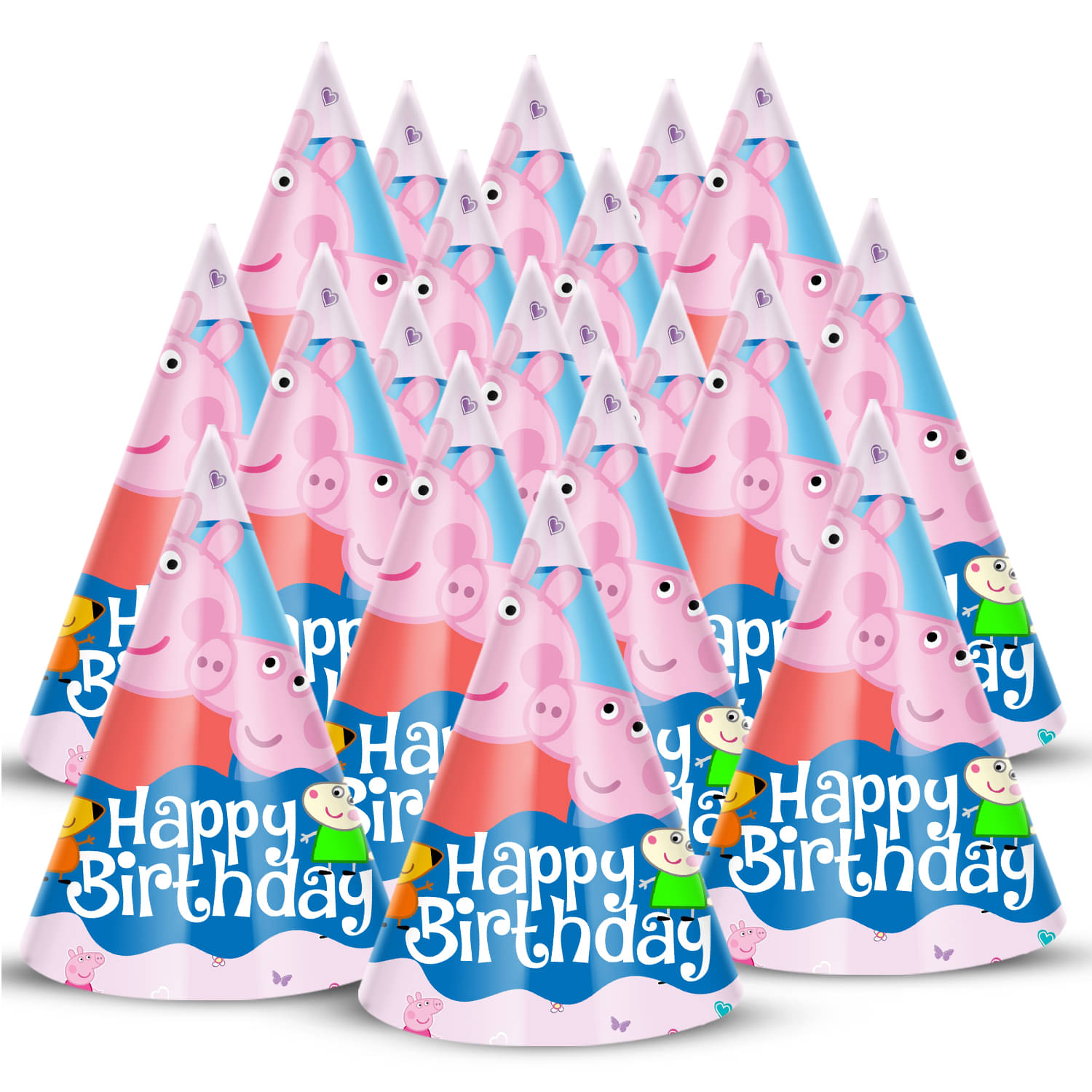     			Zyozi Peppa Pig Theme Birthday Party Hats, Happy Birthday Cone Party Hats for Kids Birthday Party - Peppa Pig theme Birthday Party Supplies and Decorations (Pack of 20)