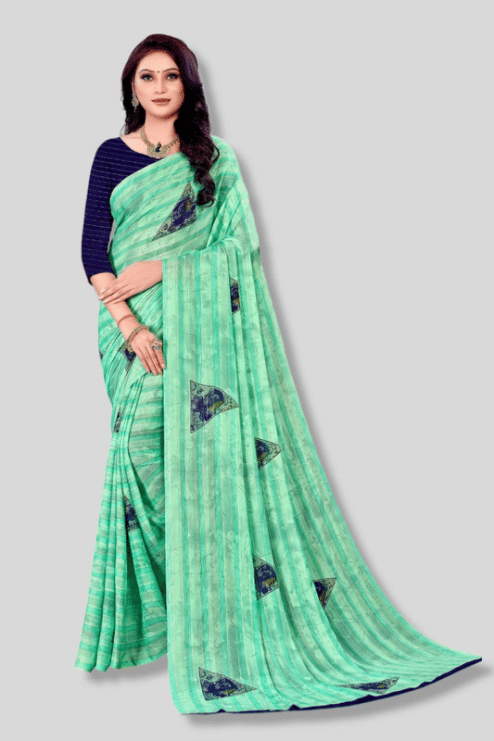 sanwariya Georgette Printed Saree With Unstitched Blouse Piece ( Green ) sanwariya Georgette Printed Saree With Unstitched Blouse Piece ( Green )