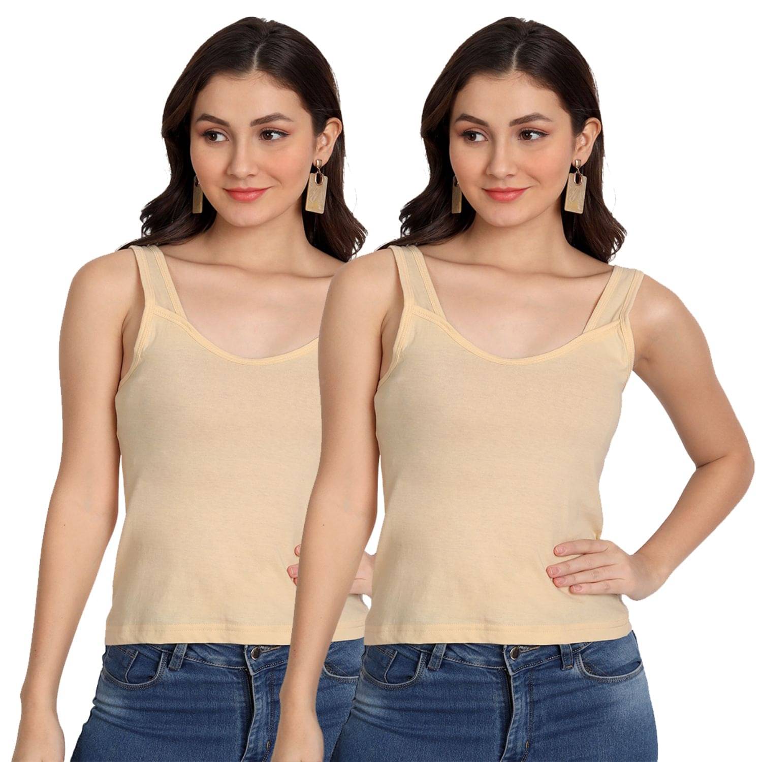 AIMLY Cotton Camisoles - Beige Pack of 2     			AIMLY Cotton Camisoles - Beige Pack of 2