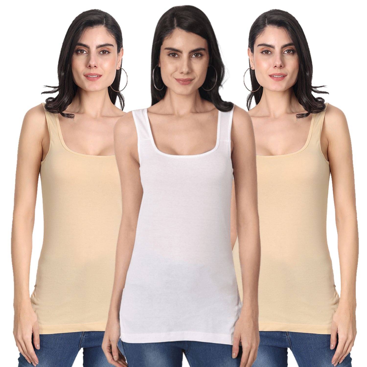 AIMLY Cotton Camisoles - Beige Pack of 3 AIMLY Cotton Camisoles - Beige Pack of 3