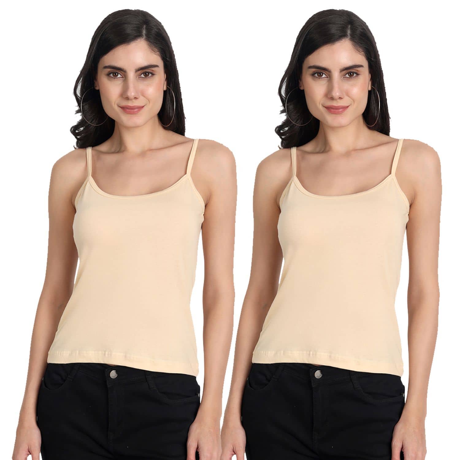 AIMLY Cotton Camisoles - Beige Pack of 2