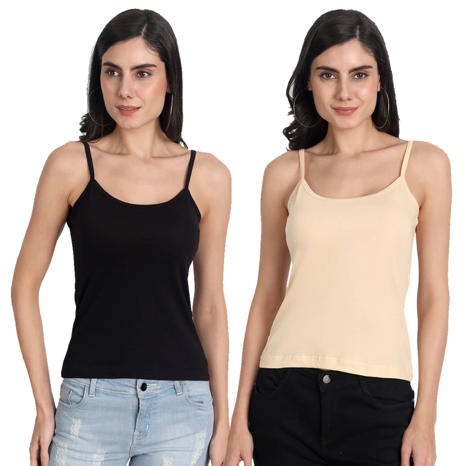 AIMLY Cotton Camisoles - Beige Pack of 2