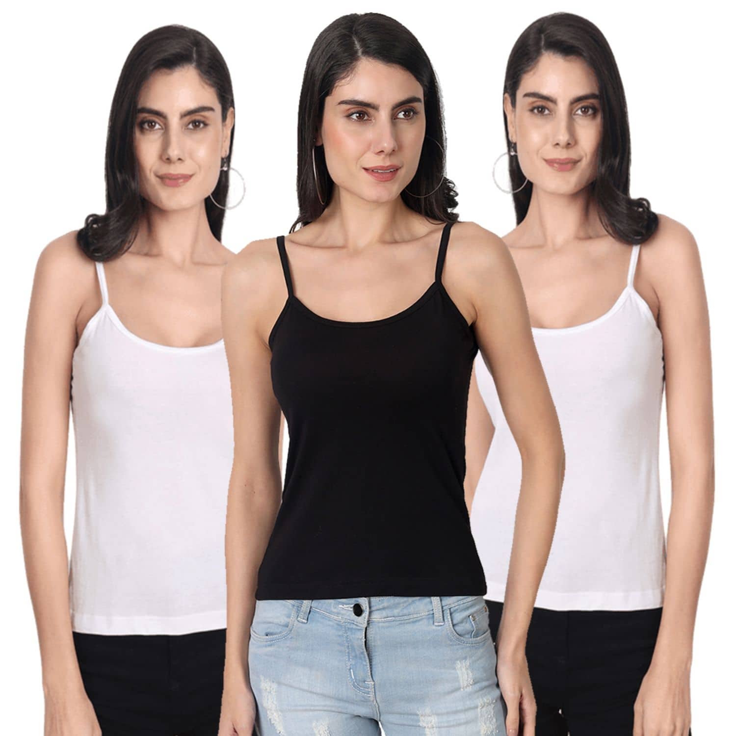 AIMLY Cotton Camisoles - White Pack of 3