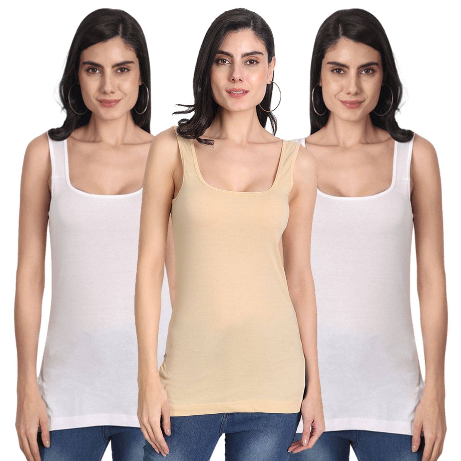 AIMLY Cotton Camisoles - White Pack of 3 AIMLY Cotton Camisoles - White Pack of 3