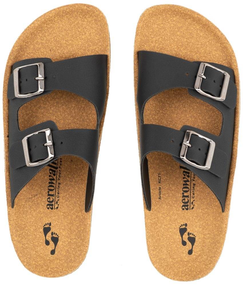     			Aerowalk Black Men's Slide Flip Flop