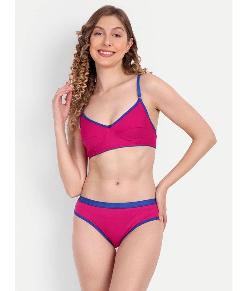     			Aprozone Poly Cotton Women's Bra & Panty Set ( Pink ) Lingerie Set